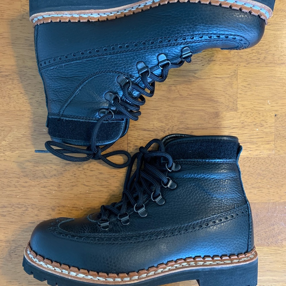 NEW Tabitha Simmons | BEXLEY Black Leather HIKING Ankle Boots - Picture 2 of 8